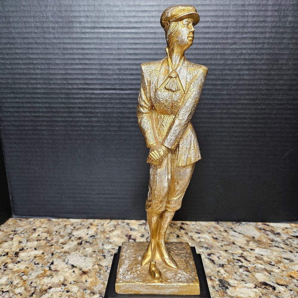 Vintage Sculpture Birdie Lady Golfer Home Decor Display Statue Austin Production